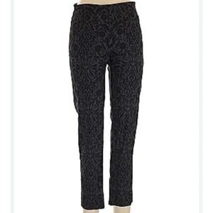 Zac & Rachel Black Velvet Paisley Romantic Cropped Pants Women's Size Large